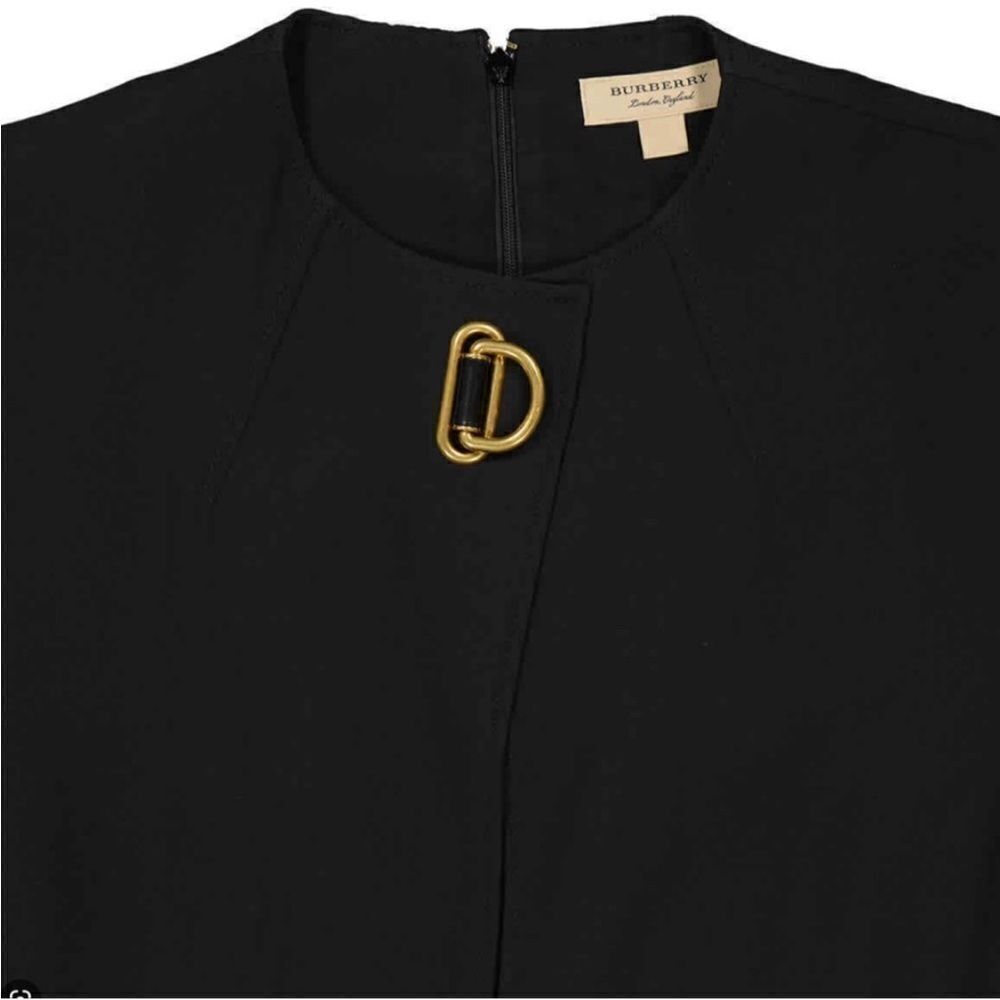 Burberry Mini Dress Size 10 Black D-Ring Detail Silk Wool Short-Sleeve - Picture 4 of 16